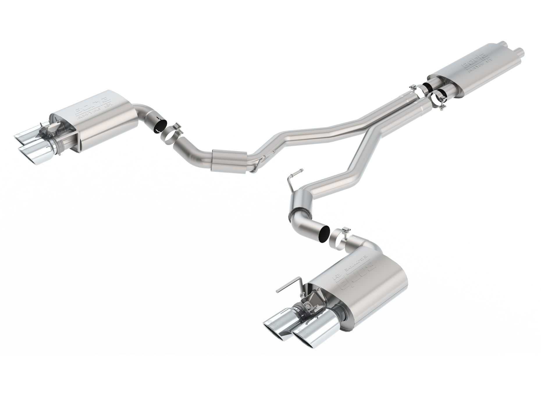 2018-2020 Ford Mustang GT Borla ECE Approved Touring Cat-Back Exhaust System w/Active Valves & Chrome Tips