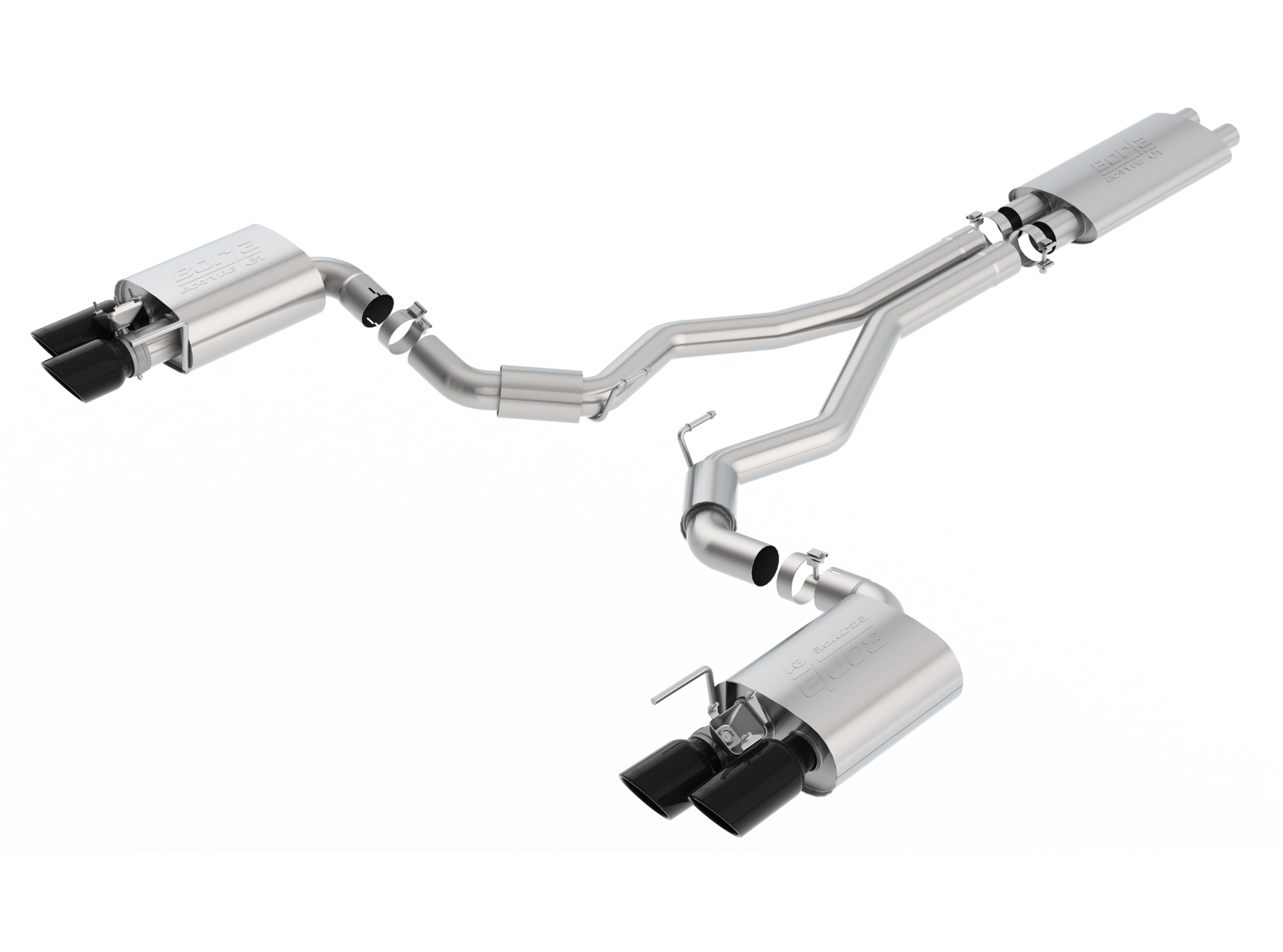 2018-2020 Ford Mustang GT Borla ECE Approved Cat-Back Exhaust System w/Active Valves & Black Chrome Tips