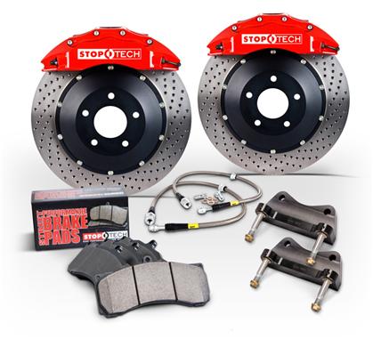 97-04 C5/ZO6 Corvette Stoptech Front Big Brake Kit w/Red ST-40 Calipers & 2pc 355x32mm Zinc Slotted Rotors