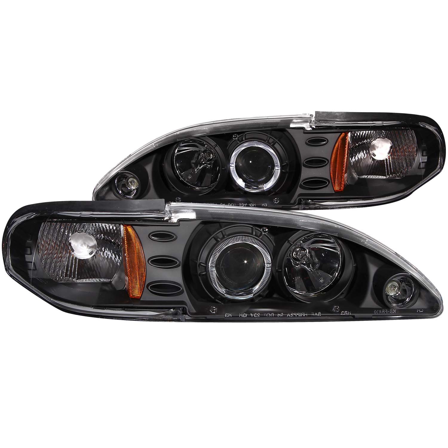 1994-1998 Ford Mustang ANZO Projector HALO Headlights w/Halogen Bulbs & Black Housing