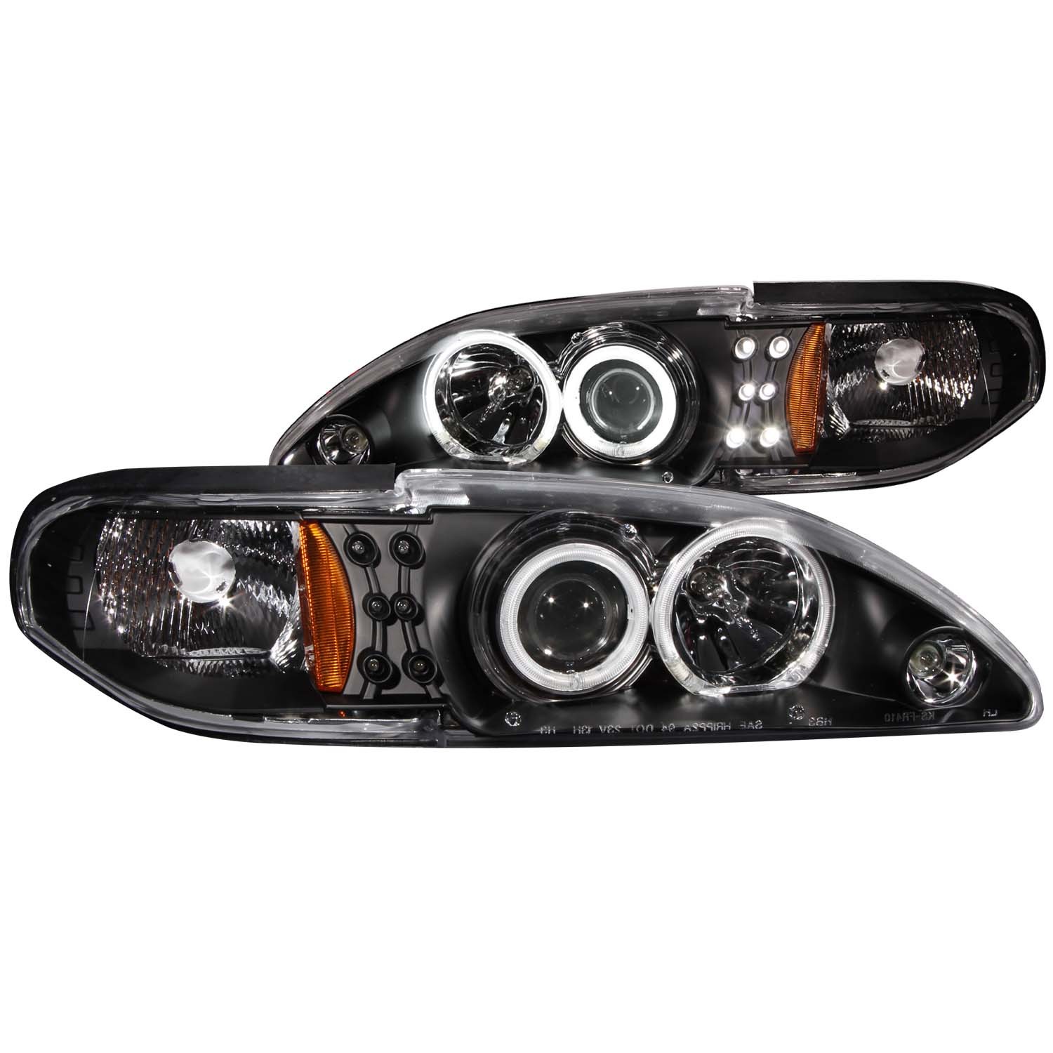 1994-1998 Ford Mustang ANZO Projector HALO Headlights w/Halogen Bulbs & Black Housing (CCFL)