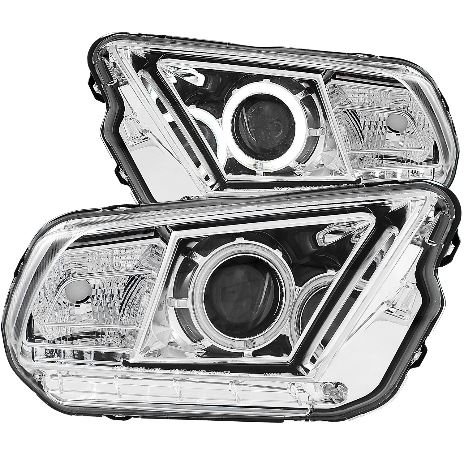 2010-2013 Ford Mustang ANZO Projector Headlights w/Chrome Background & CCFL Halo