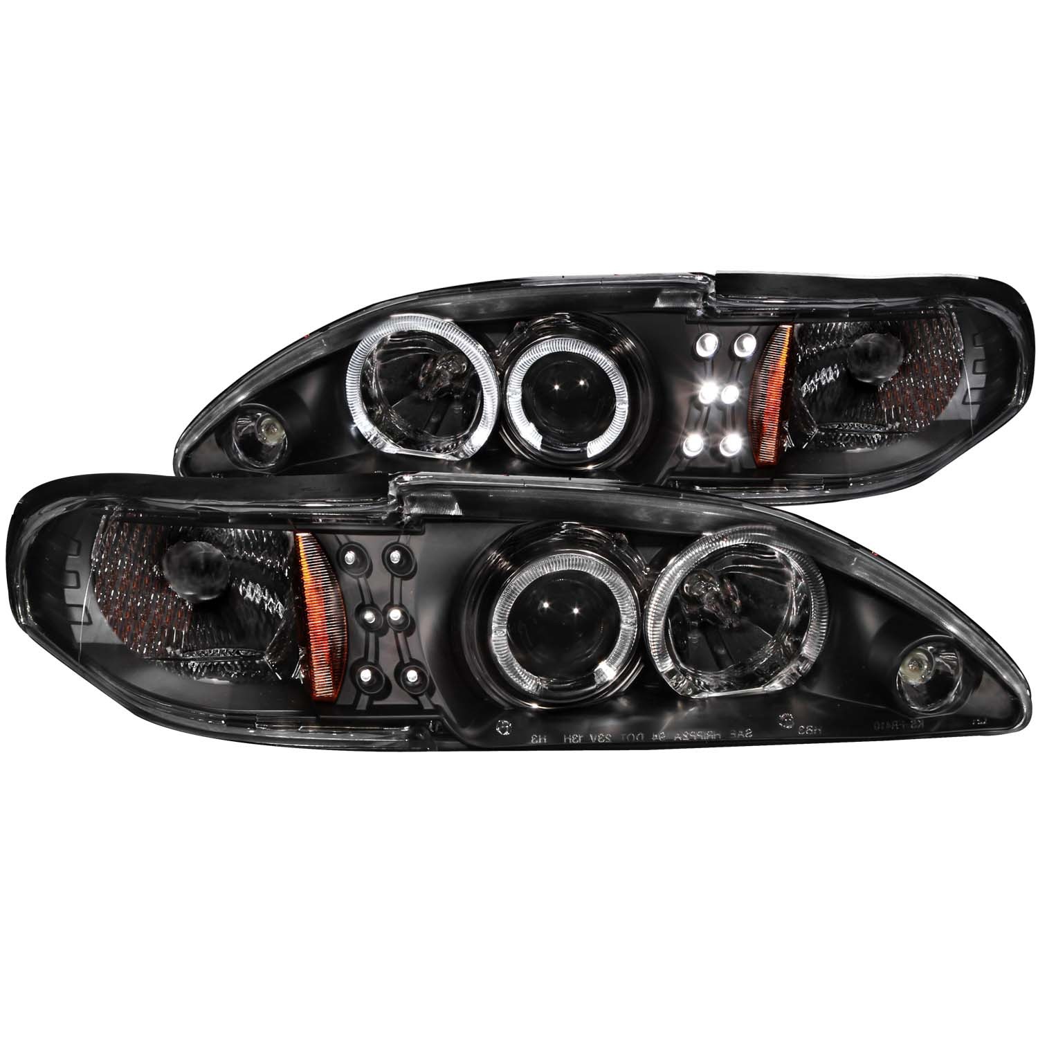 1994-1998 Ford Mustang ANZO Projector HALO G2 Headlights w/Halogen Bulbs & Black Housing