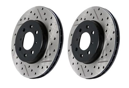 1994-2004 Ford Mustang Stoptech Front Left Drilled & Slotted Rotor - Excludes Cobra & Bullitt Models