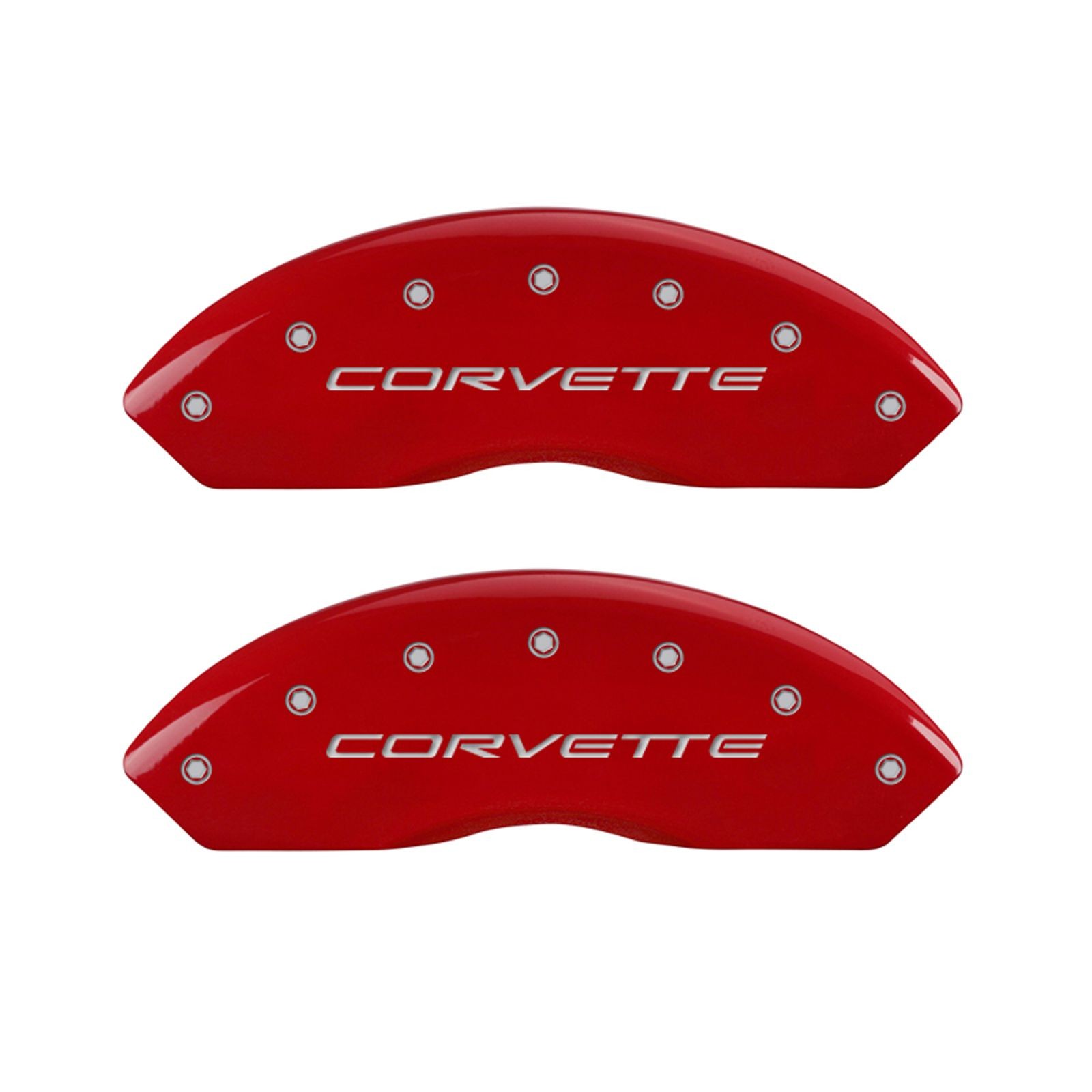 97-05 C5/Z06 Corvette MGP Red Powdercoated Caliper Covers w/Silver C5 Corvette Lettering