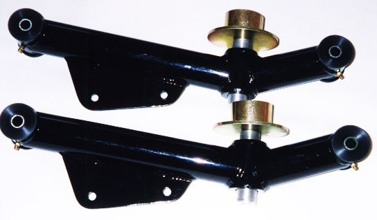 1979-2004 Ford Mustang J&M Products Rear Lower Street Control Arms Weight Jack Adjustable w/3 Piece Poly Ball Bushing