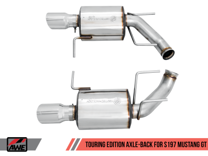 2011-2014 Ford Mustang GT/GT500 V8 AWE Touring Axleback Exhaust System w/Chrome Silver Tips