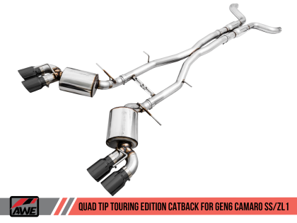 2016+ Camaro SS 6.2L V8 AWE Tuning Touring Edition Catback Exhaust System w/Diamond Black Quad Tips (Resonated)