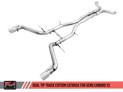 2016+ Camaro SS 6.2L V8 AWE Tuning Track Edition Catback Exhaust System w/Chrome Silver Tips (Non Resonated)