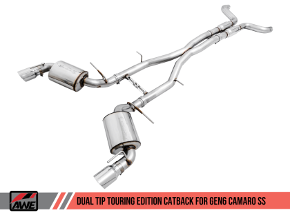 2016+ Camaro SS 6.2L V8 AWE Tuning Touring Edition Catback Exhaust System w/Chrome Silver Tips (Non Resonated)