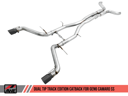 2016+ Camaro SS 6.2L V8 AWE Tuning Track Edition Catback Exhaust System w/Diamond Black Tips (Non Resonated)