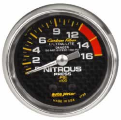 Auto Meter Carbon Fiber Series Mechanical Nitrous Pressure 0-160