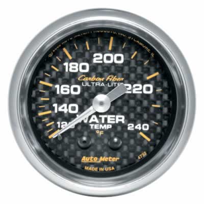 Auto Meter Carbon Fiber Series Mechanical Water Temperature 120