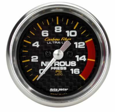 Auto Meter Carbon Fiber Electric Nitrous Pressure 0-1600 PSI