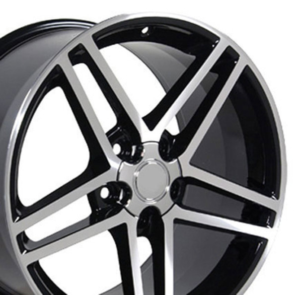 OE Wheels Corvette C6 Z06 Replica Wheel - Black w/Machined Face 17x9.5"/18x9.5" Set (54mm/56mm Offset)