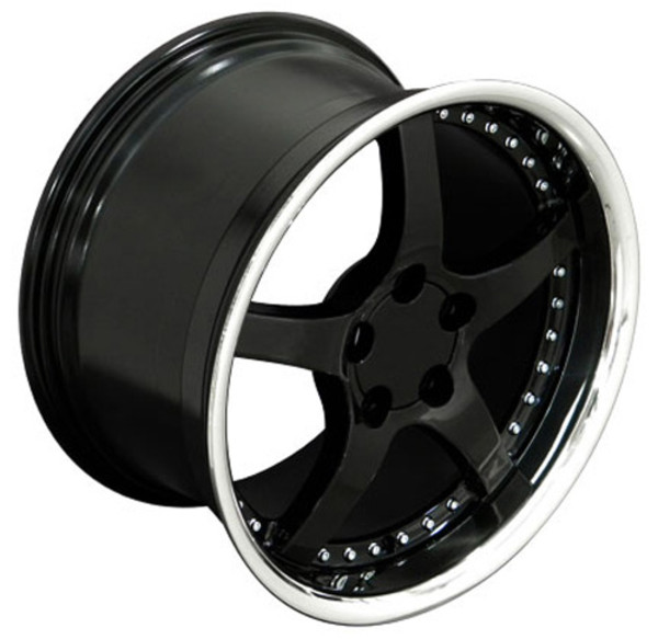 OE Wheels Corvette C5 Y2K Replica Wheel - Black w/polished lip 18x9.5" (54mm Offset)