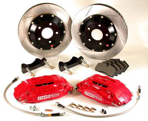 2015+ Ford Mustang GT Stoptech Red Front Big Brake Kit w/2pc 380x34mm Slotted Rotors