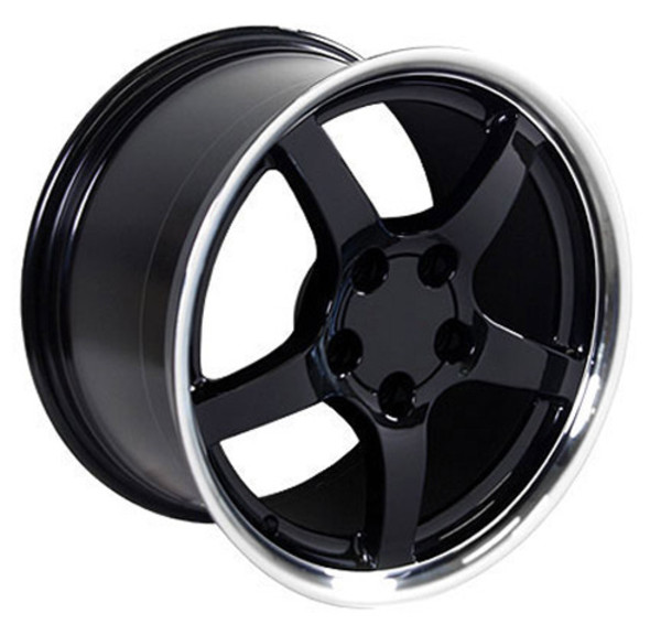 OE Wheels Corvette C5 Y2K Replica Wheel - Black w/polished lip 18x9.5" Set (54mm Offset)