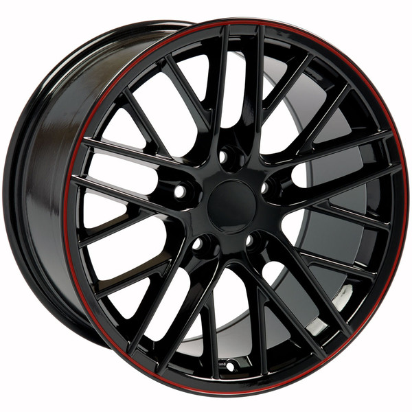 OE Wheels Corvette C6 ZR1 Replica Wheel - Black w/Red Band 18x10.5" (56mm Offset)