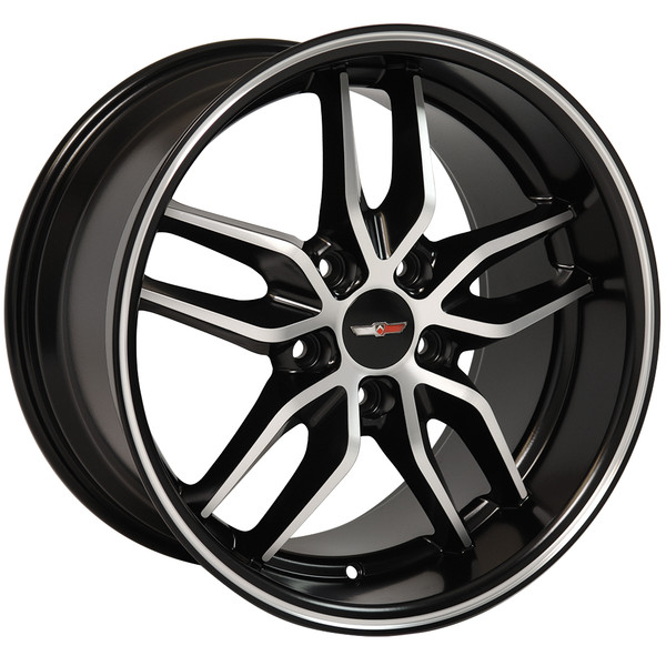 OE Wheels Corvette C7 Stingray Replica Wheels - Satin Black Machined Face Deep Dish (17x9.5" & 18x10.5" - 54mm/56mm Offset)