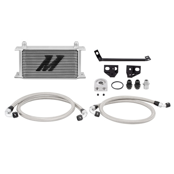 2015+ Ford Mustang 2.3L I4 Mishimoto Performance Oil Cooler Kit - Silver & Non Thermostatic