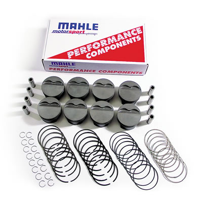 LS1/LS2/LS6 Mahle Forged Flat Top Pistons Pistons and Plasma-Moly Ring Kit (4.155 in. Bore for 6.125 in. Rods, -4cc, 434ci)