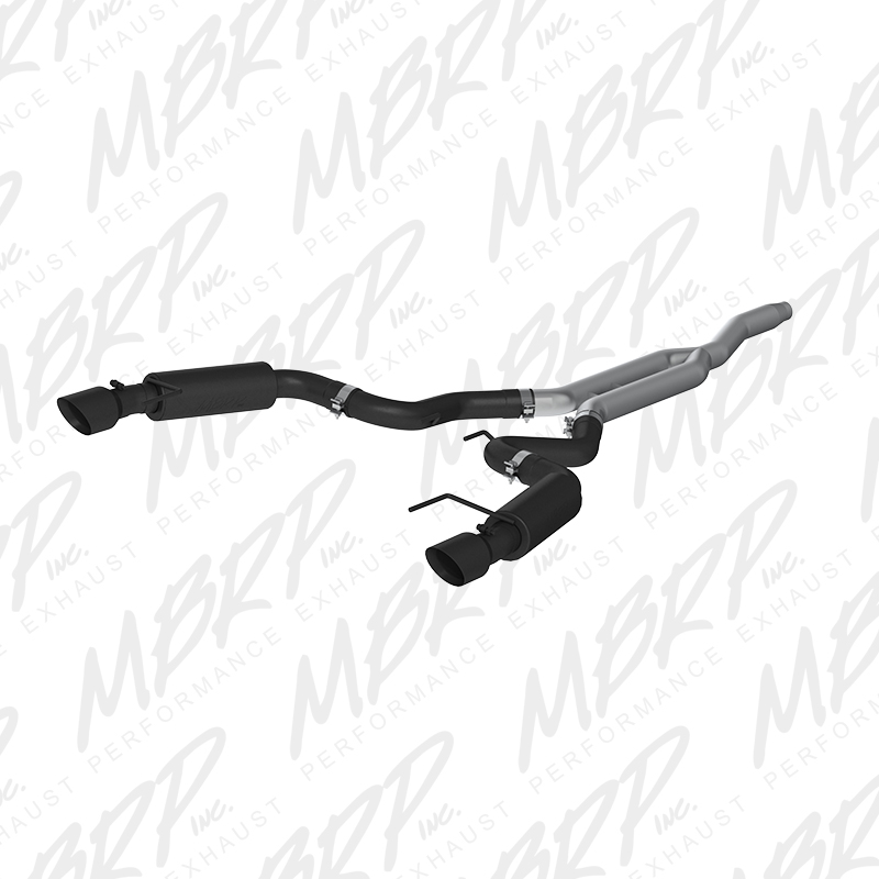 2015+ Ford Mustang 2.3L I4 MBRP Performance 3" Black Catback Exhaust System - Race Version w/4.5" Tips