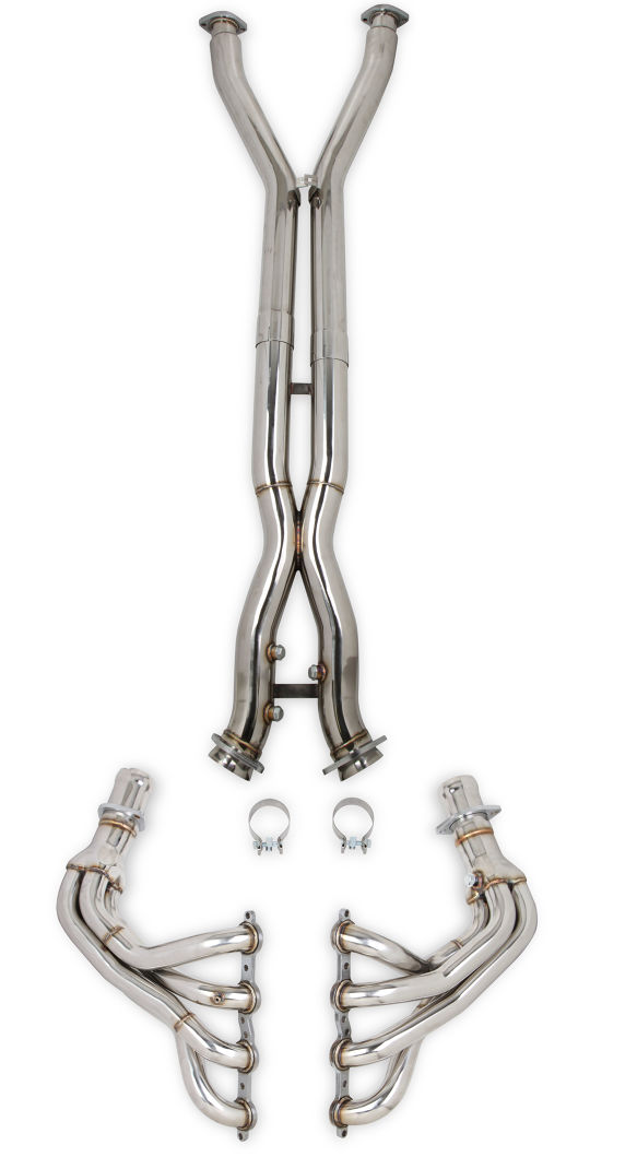 97-04 C5/ZO6 Corvette Flowtech 1 7/8" Stainless Steel Long Tube Headers w/Offroad X-Pipe & Mid Pipe
