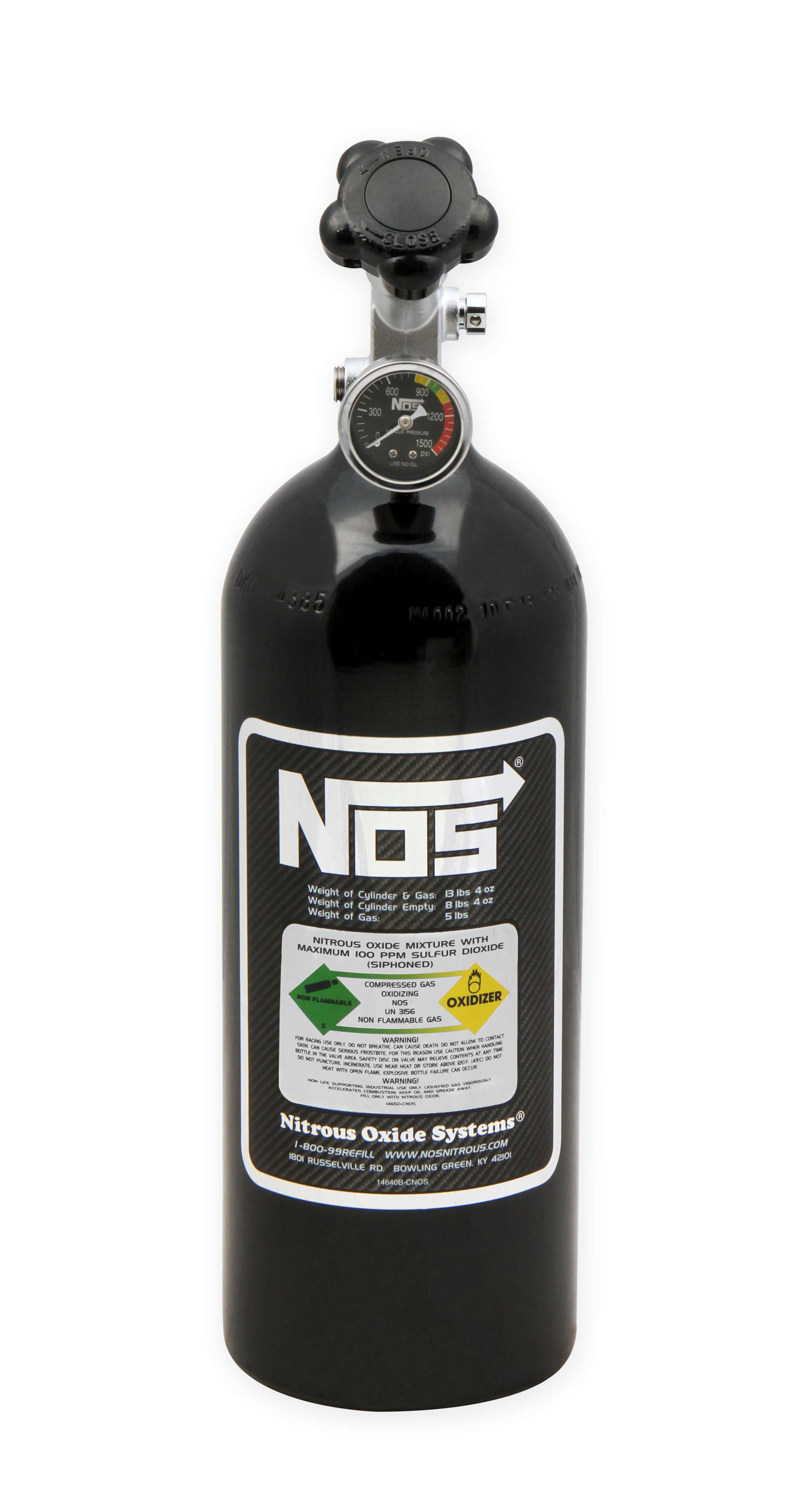 NOS 5 lb Super Hi-Flow Nitrous Bottle-Black w/High Flow Valve