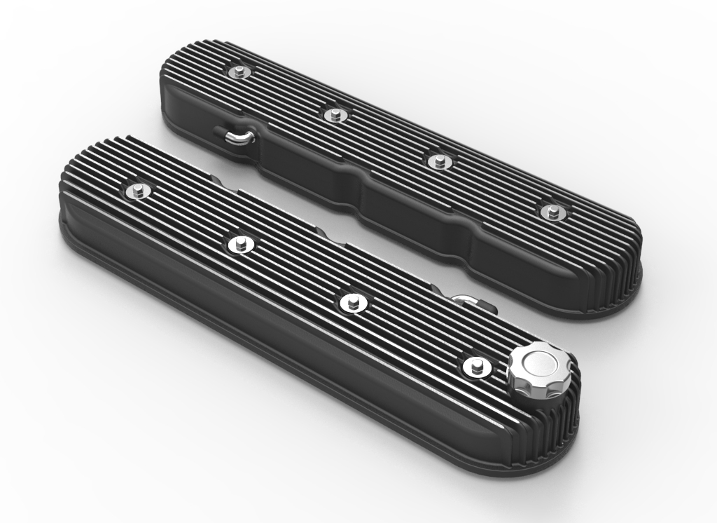 LS Holley Vintage Series Tall Finned Valve Covers - Black Satin Finish