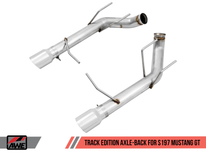 2011-2014 Ford Mustang GT/GT500 V8 AWE Track Edition Axleback Exhaust System w/Chrome Silver Tips