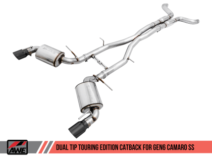 2016+ Camaro SS 6.2L V8 AWE Tuning Touring Edition Catback Exhaust System w/Diamond Black Tips (Non Resonated)