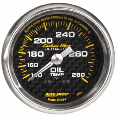 Auto Meter Carbon Fiber Mechanical Oil Temperature 140F-280F