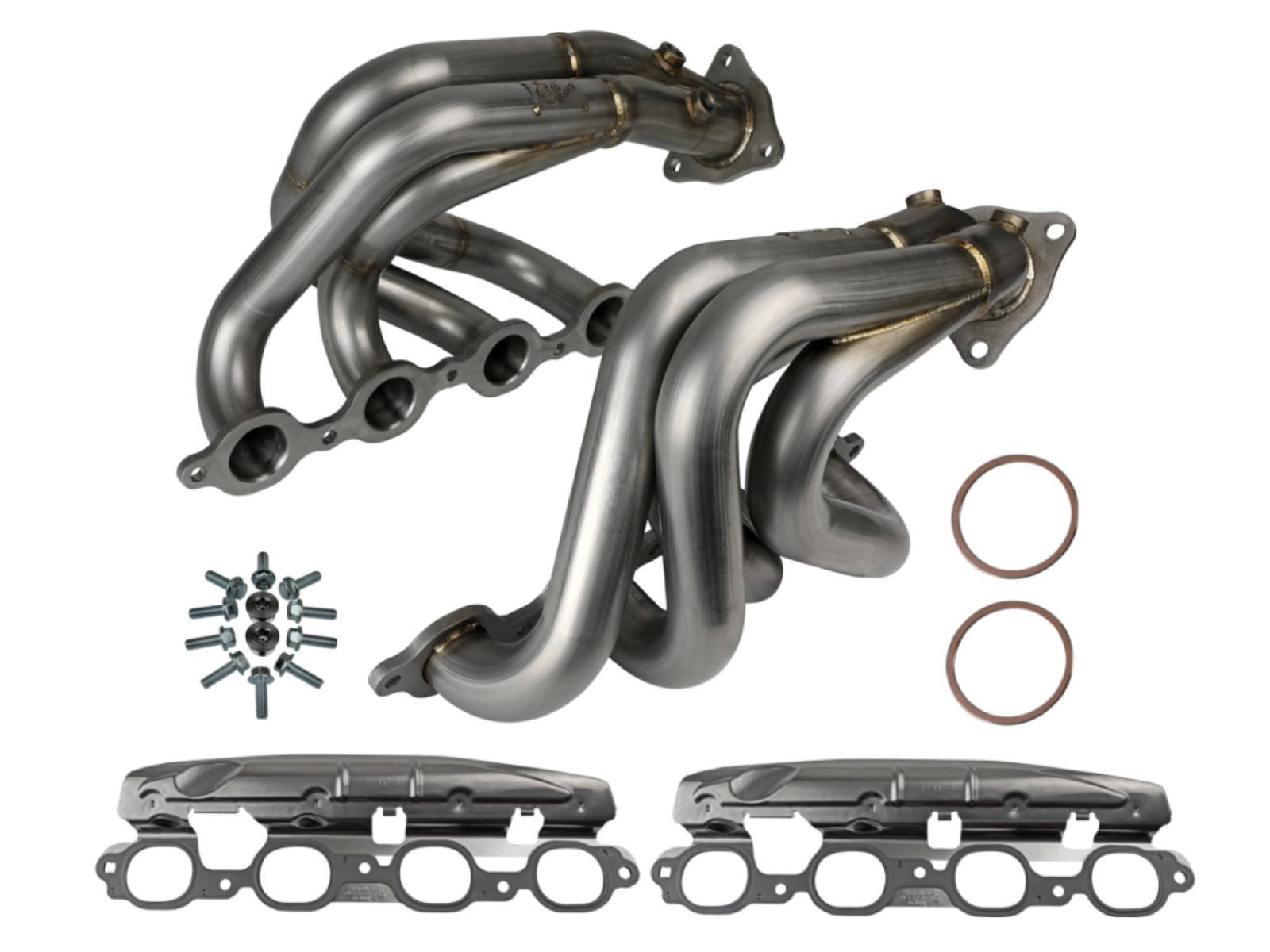 2020+ C8 Corvtte aFe Power 1 7/8" Twisted Steel 304 Stainless Steel Headers Raw Finish