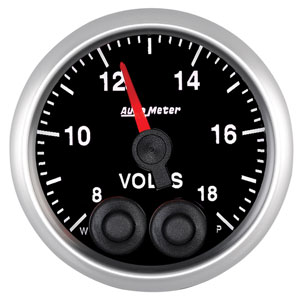 Autometer Elite Series 2 1/16" Voltmeter Peak & Warn w/Electronic Control (8-18V)