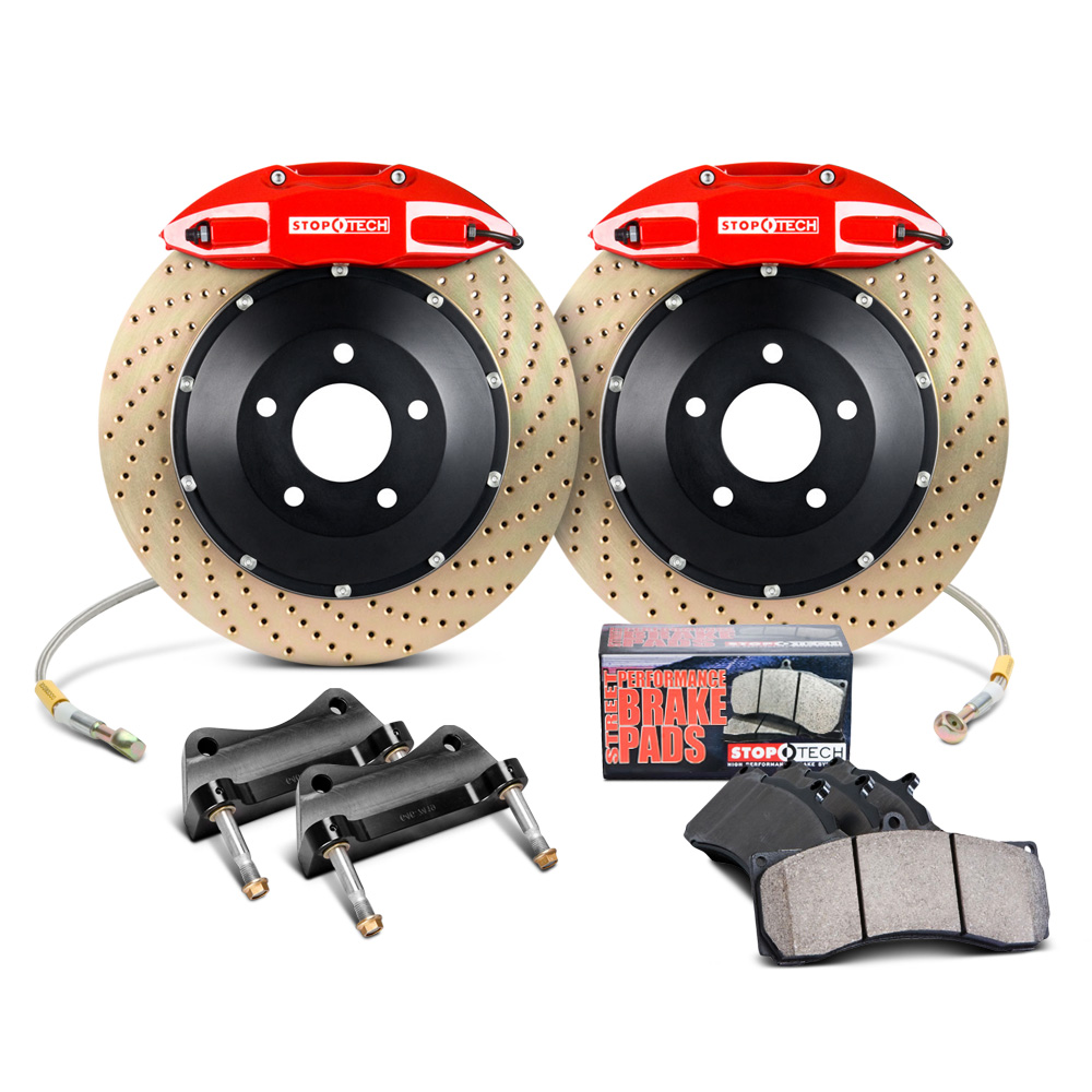 97-04 C5/ZO6 Corvette Stoptech Front Big Brake Kit w/Red ST-40 Calipers & 2pc 355x32mm Zinc Drilled Rotors