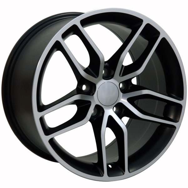 OE Wheels Corvette C7 Stingray Replica Wheels - Satin Black Machined Face Deep Dish (17x9.5" - 54mm Offset)