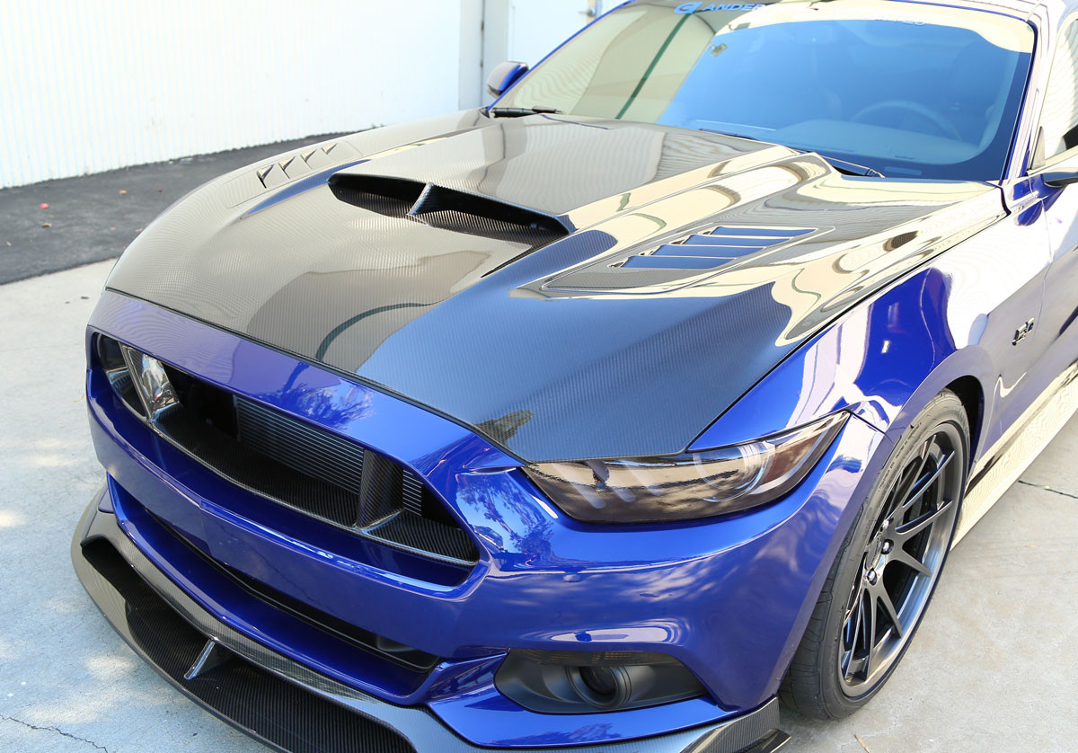 2015+ Ford Mustang Anderson Composites Carbon Fiber Ram Air Hood