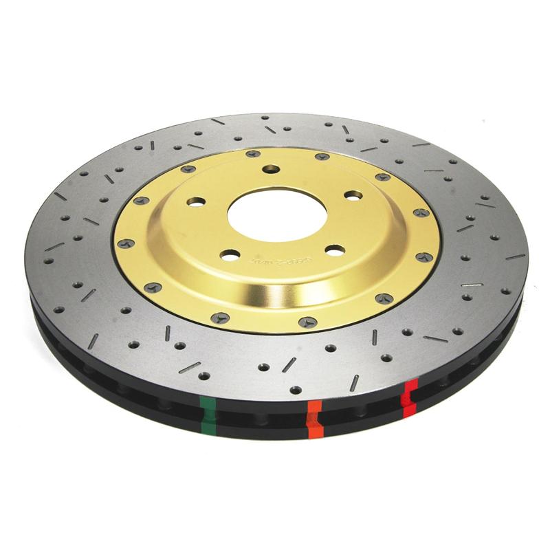 2006-2013 C6 Corvette ZO6/GrandSport DBA 5000 Series Cross Drilled & Slotted Uni Directional 2 Piece Rotor - Front w/Gold Hat
