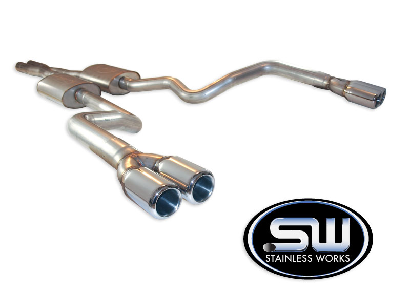 2008+ Dodge Challenger V8 5.7L RT/6.1L SRT8 Stainless Works 3" Catback Exhaust w/X-pipe (Chambered Mufflers) - Polished Tips