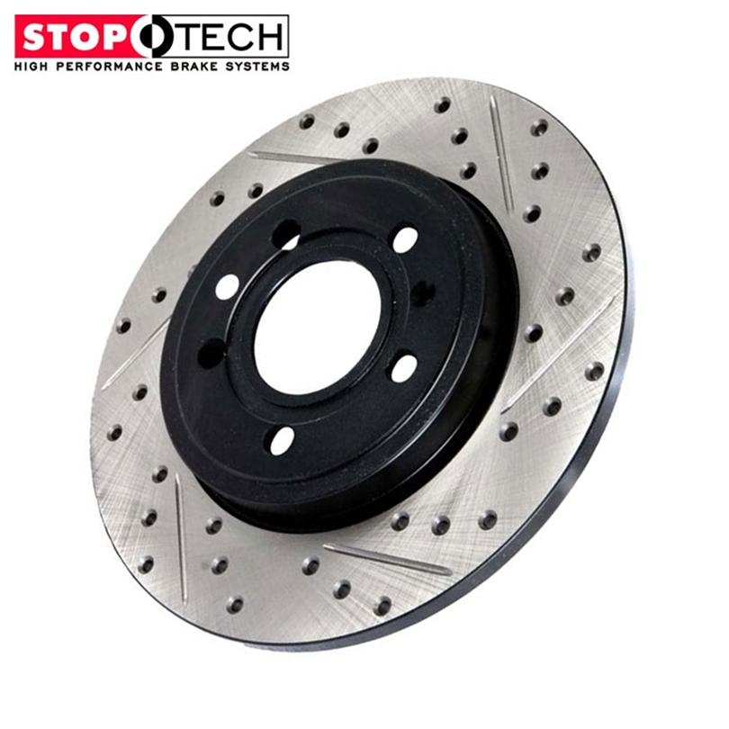 1997-2010 C5/C6 Corvette Stoptech Drilled and Slotted Rotors - Front Right